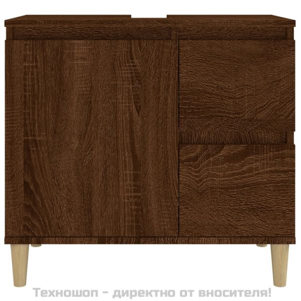 Шкаф за баня, кафяв дъб, 65x33x60 см, инженерно дърво