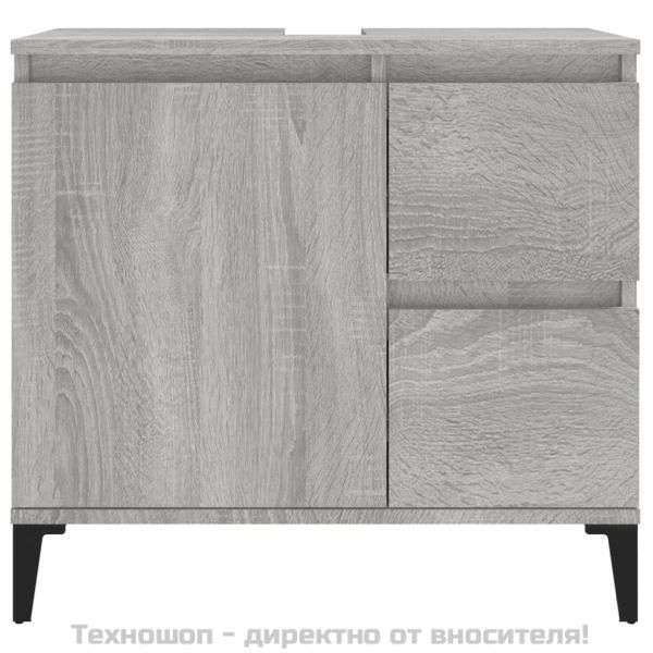Шкаф за баня, сив сонома, 65x33x60 см, инженерно дърво