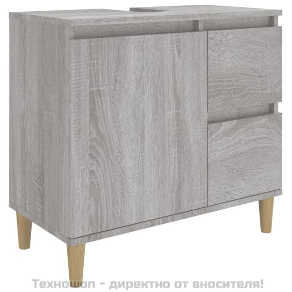 Шкаф за баня, сив сонома, 65x33x60 см, инженерно дърво