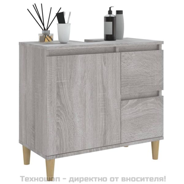 Шкаф за баня, сив сонома, 65x33x60 см, инженерно дърво