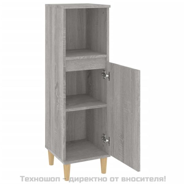 Шкаф за баня, сив сонома, 30x30x100 см, инженерно дърво