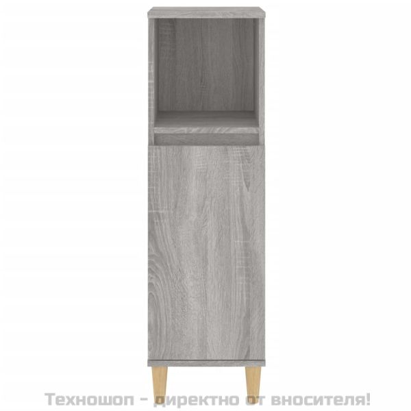 Шкаф за баня, сив сонома, 30x30x100 см, инженерно дърво