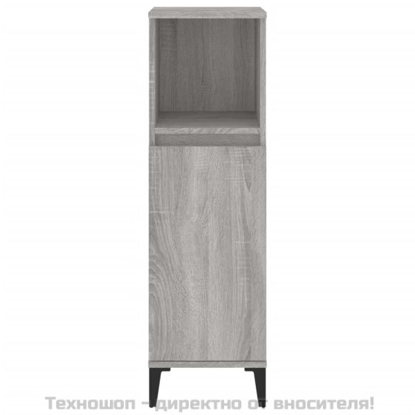 Шкаф за баня, сив сонома, 30x30x100 см, инженерно дърво