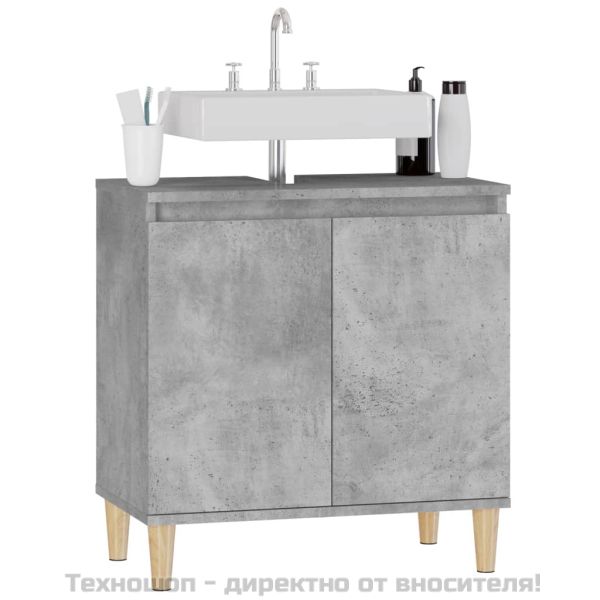 Шкаф за мивка, бетонно сиво, 58x33x60 см, инженерно дърво