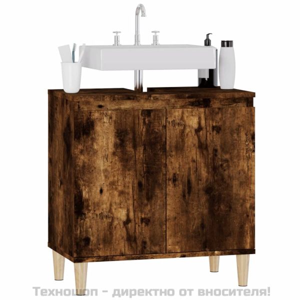 Шкаф за мивка, опушен дъб, 58x33x60 см, инженерно дърво