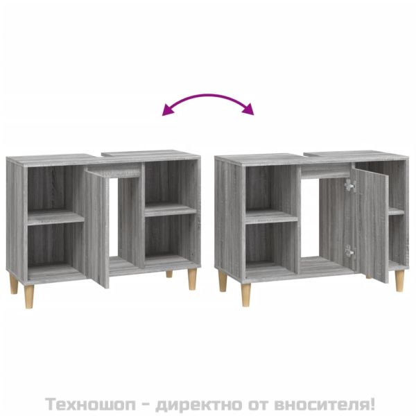 Шкаф за мивка, сив сонома, 80x33x60 см, инженерно дърво