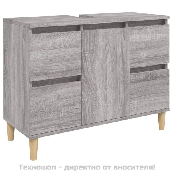Шкаф за мивка, сив сонома, 80x33x60 см, инженерно дърво