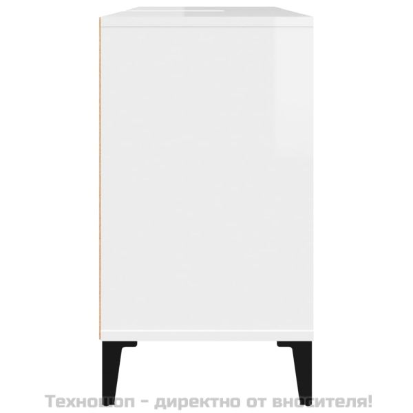 Шкаф за мивка, бял гланц, 80x33x60 см, инженерно дърво