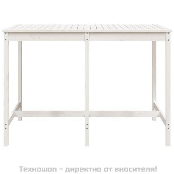 Градинска маса, бяла 159,5x82,5x110 см, борово дърво масив