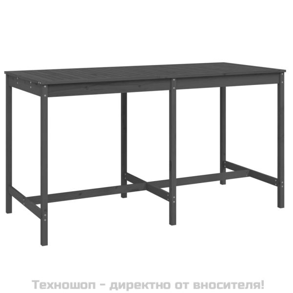 Градинска маса, сива, 203,5x90x110 см, борово дърво масив