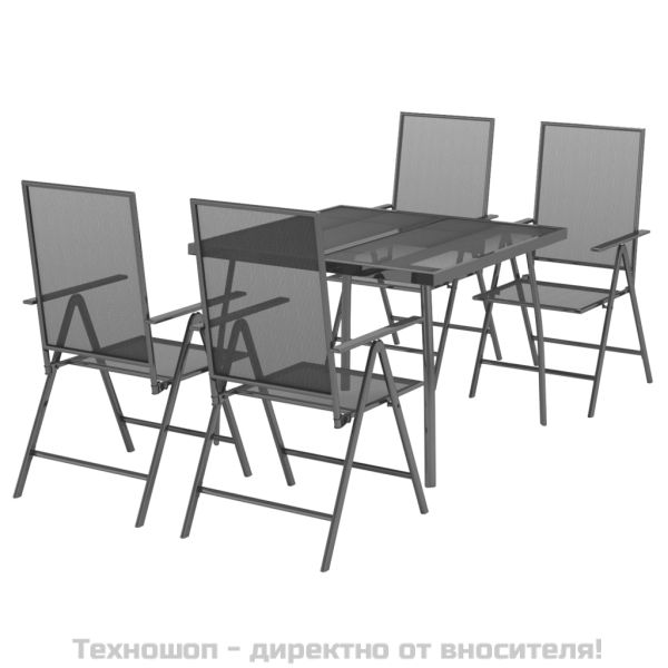 Градински трапезен комплект от 5 части, антрацит, стомана