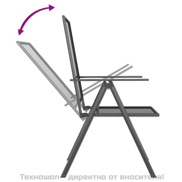 Градински трапезен комплект от 7 части, антрацит, стомана