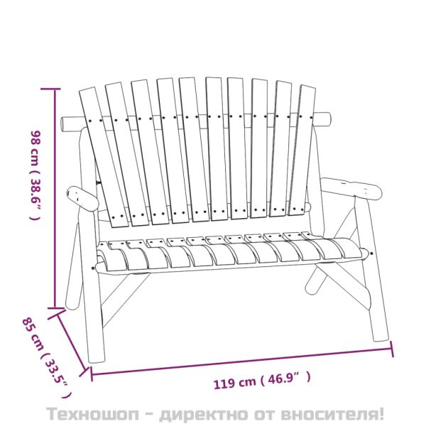 2-местна градинска пейка, 119x85x98 см, масивен смърч