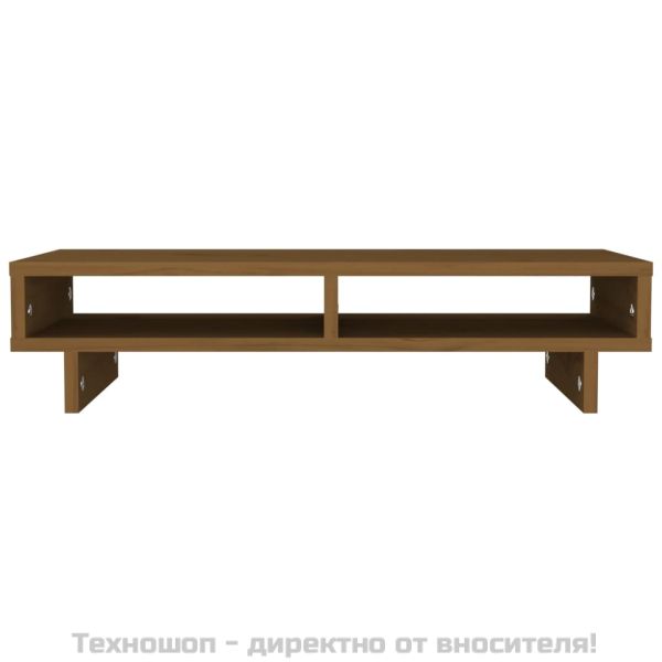 Поставка за монитор, меденокафява, 60x27x14 см, бор масив