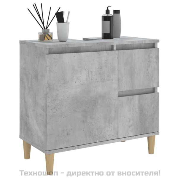 Шкаф за баня, бетонно сив, 65x33x60 см, инженерно дърво
