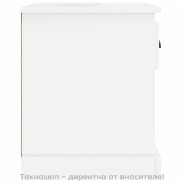Нощни шкафчета, 2 бр, бял гланц, 39x39x47,5 см, инженерно дърво