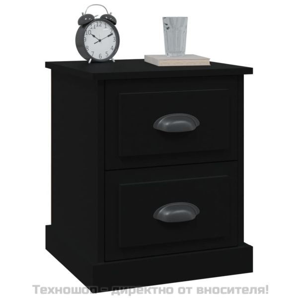 Нощни шкафчета, 2 бр, черни, 39x39x47,5 см, инженерно дърво