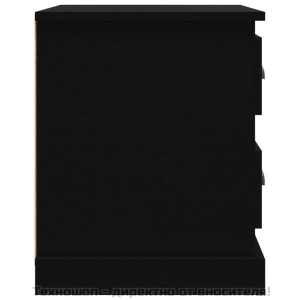 Нощни шкафчета, 2 бр, черни, 39x39x47,5 см, инженерно дърво