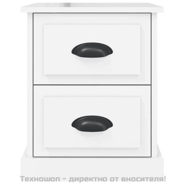 Нощни шкафчета, 2 бр, бял гланц, 39x39x47,5 см, инженерно дърво