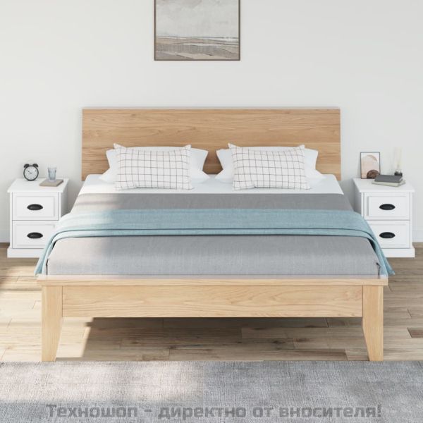 Нощни шкафчета, 2 бр, бели, 39x39x47,5 см, инженерно дърво