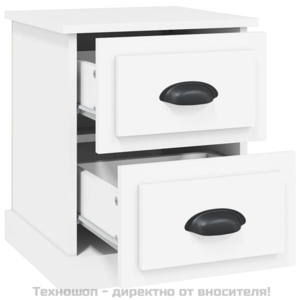 Нощни шкафчета, 2 бр, бели, 39x39x47,5 см, инженерно дърво