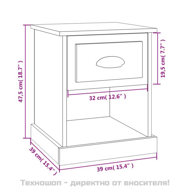 Нощни шкафчета, 2 бр, кафяв дъб, 39x39x47,5 см, инженерно дърво