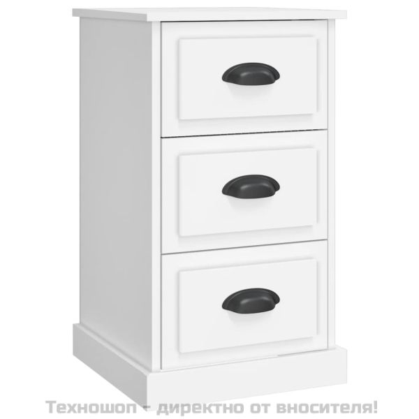 Нощно шкафче, бяло, 39x39x67 см, инженерно дърво