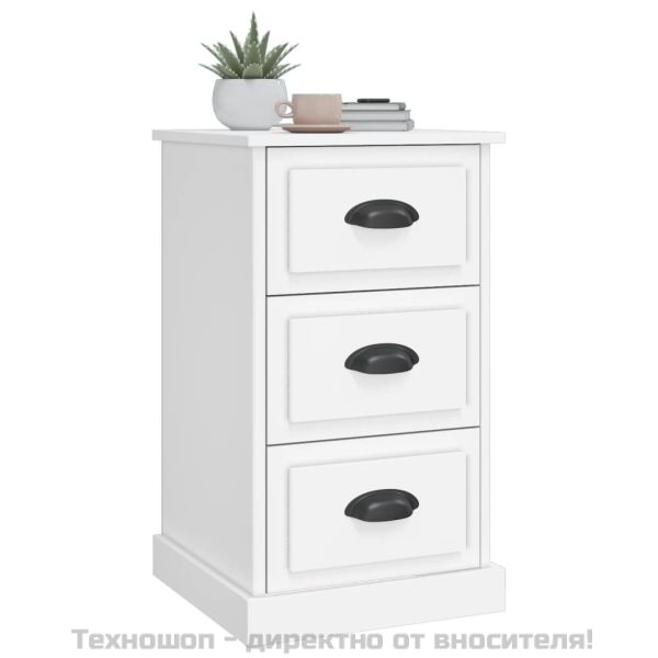 Нощно шкафче, бяло, 39x39x67 см, инженерно дърво