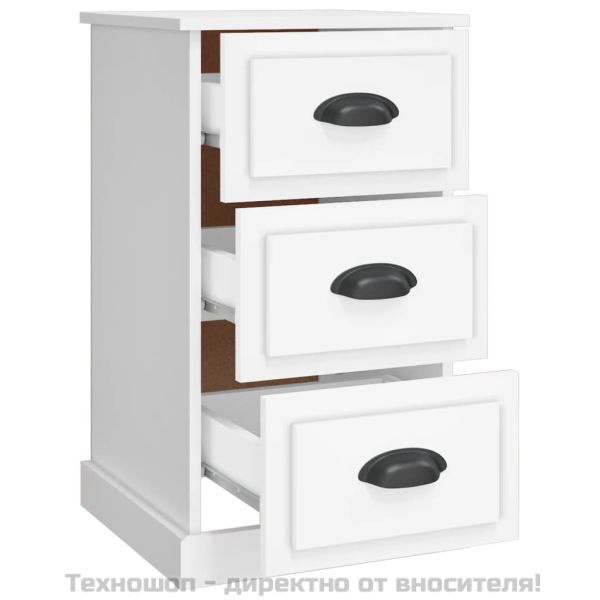 Нощно шкафче, бяло, 39x39x67 см, инженерно дърво