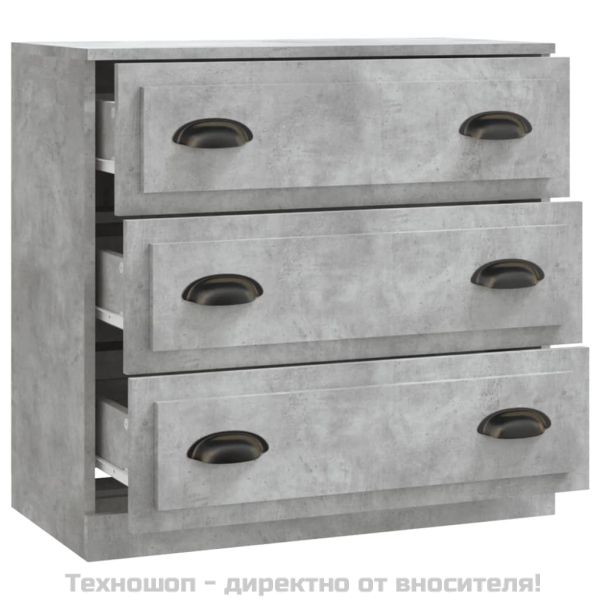 Сайдборд, бетонно сив, 70x35,5x67,5 см, инженерно дърво