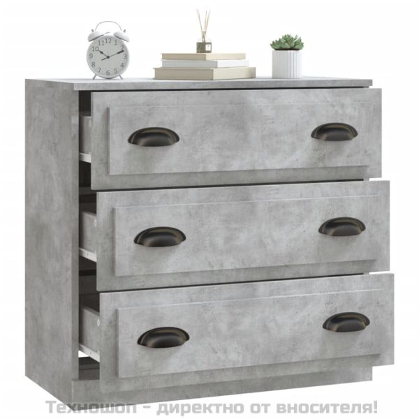 Сайдборд, бетонно сив, 70x35,5x67,5 см, инженерно дърво