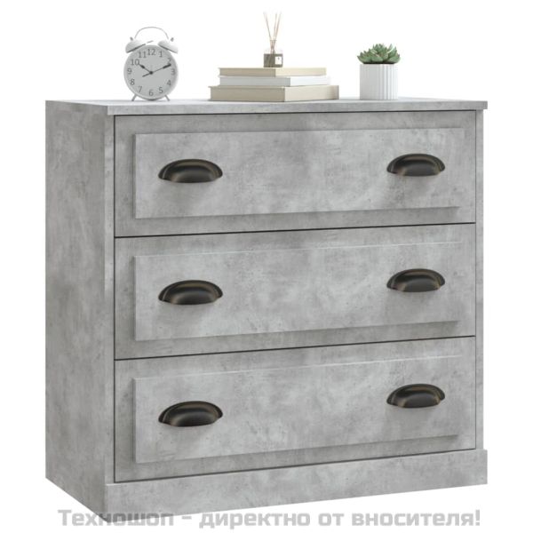 Сайдборд, бетонно сив, 70x35,5x67,5 см, инженерно дърво