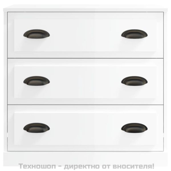 Сайдборд, бял гланц, 70x35,5x67,5 см, инженерно дърво