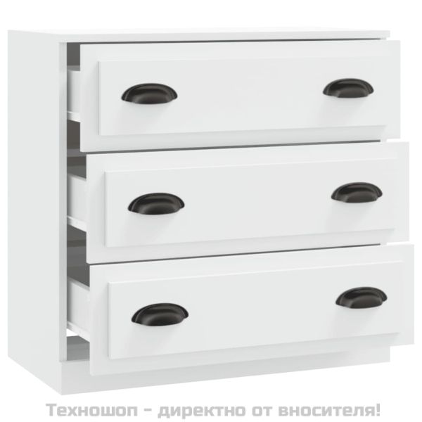 Сайдборд, бял, 70x35,5x67,5 см, инженерно дърво