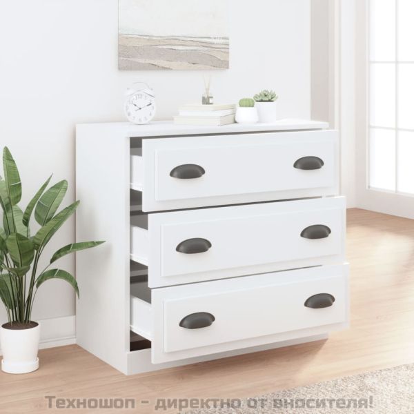 Сайдборд, бял, 70x35,5x67,5 см, инженерно дърво