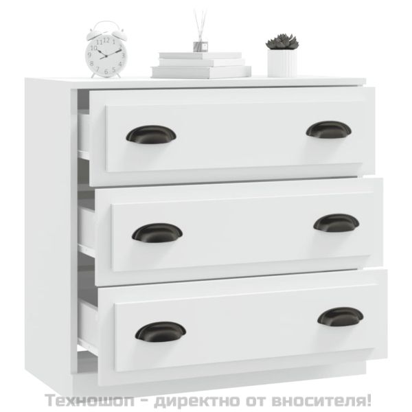 Сайдборд, бял, 70x35,5x67,5 см, инженерно дърво