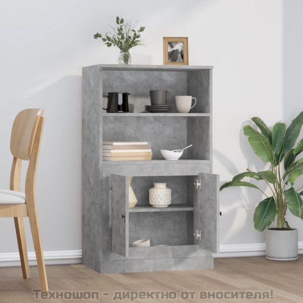 Висок шкаф, бетонно сив, 60x35,5x103,5 см, инженерно дърво
