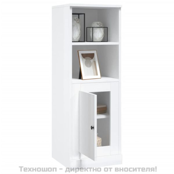 Висок шкаф, бял гланц, 36x35,5x103,5 cm, инженерно дърво