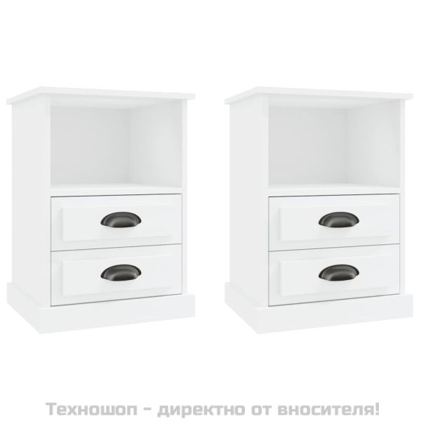 Нощни шкафчета, 2 бр, бели, 43x36x60 см