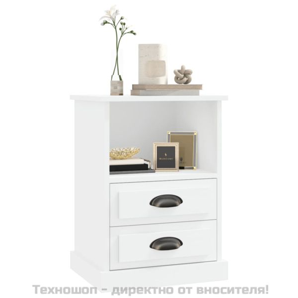 Нощни шкафчета, 2 бр, бели, 43x36x60 см
