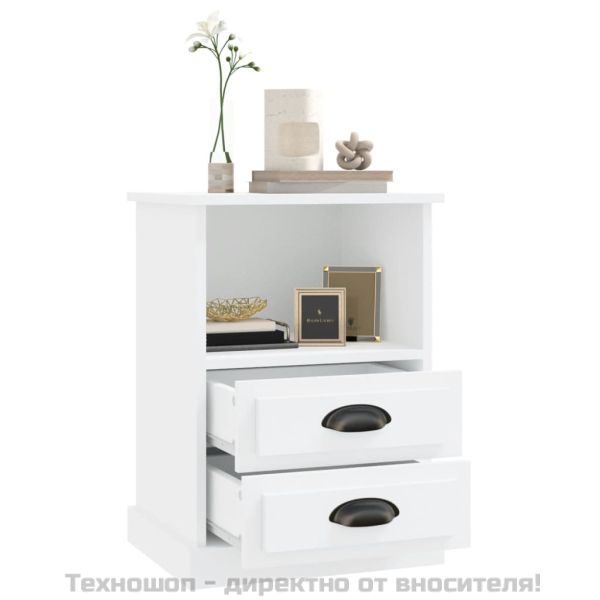 Нощни шкафчета, 2 бр, бели, 43x36x60 см