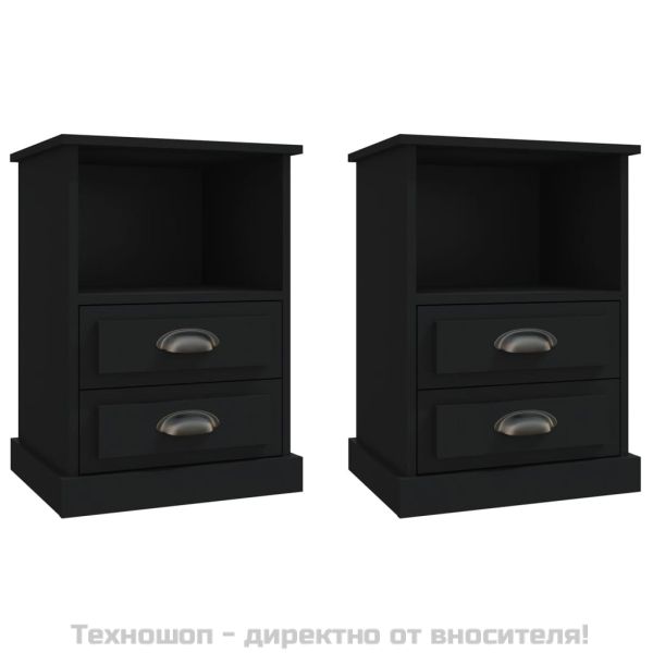 Нощни шкафчета, 2 бр, черно, 43x36x60 см