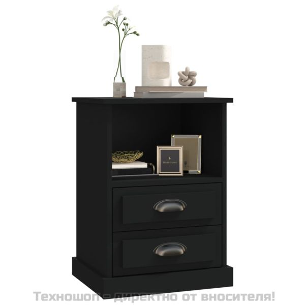 Нощни шкафчета, 2 бр, черно, 43x36x60 см