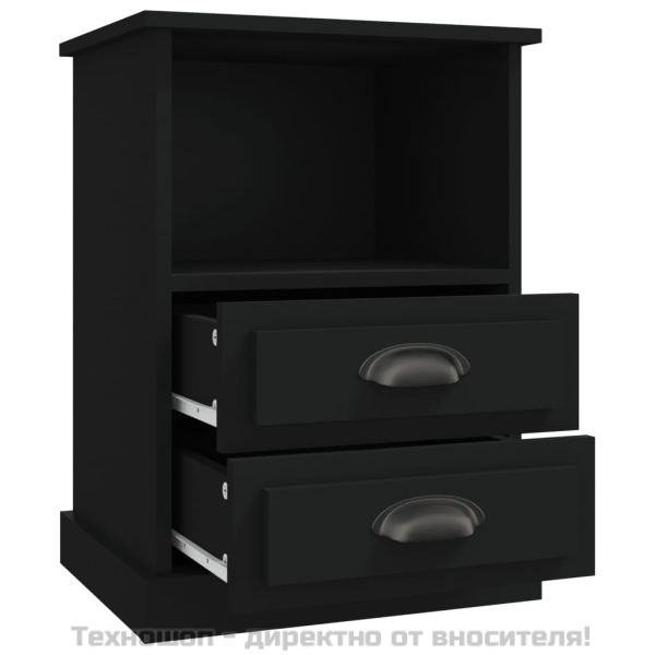 Нощни шкафчета, 2 бр, черно, 43x36x60 см