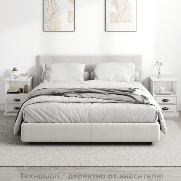 Нощни шкафчета, 2 бр, бял гланц, 43x36x60 см