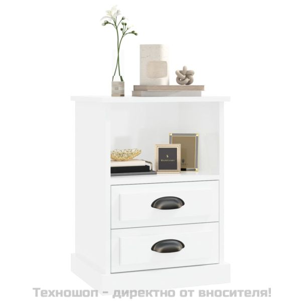 Нощни шкафчета, 2 бр, бял гланц, 43x36x60 см