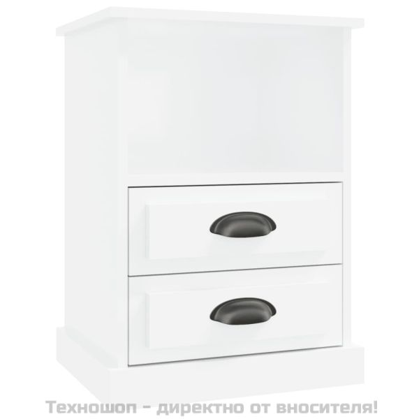 Нощни шкафчета, 2 бр, бял гланц, 43x36x60 см