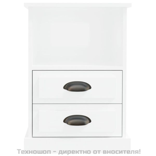 Нощни шкафчета, 2 бр, бял гланц, 43x36x60 см