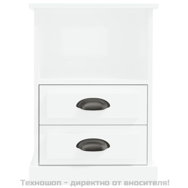 Нощно шкафче, бял гланц, 43x36x60 см