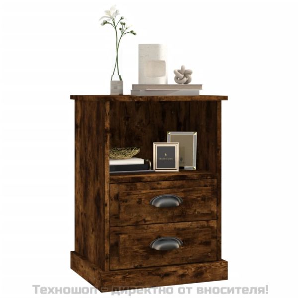 Нощни шкафчета, 2 бр, опушен дъб, 43x36x60 см